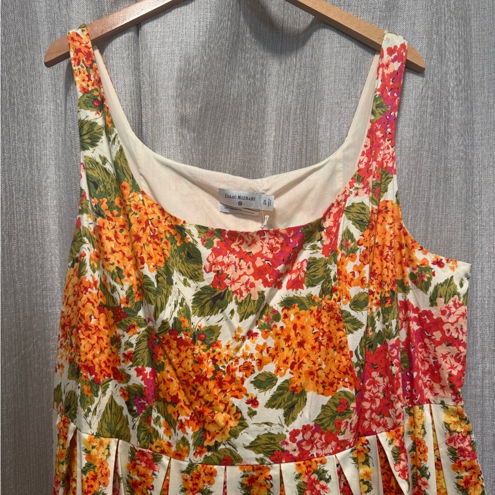 Isaac Mizrahi Floral Midi Dress - Red, Yellow, Green - Picture 4 of 9